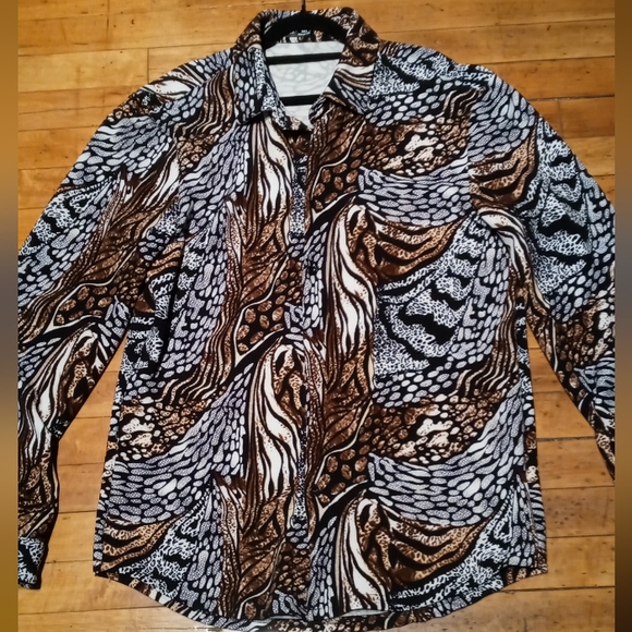Manfinity Men Long Sleeve Shirt Zebra Striped & Leopard Print/Large - Picture 4 of 6